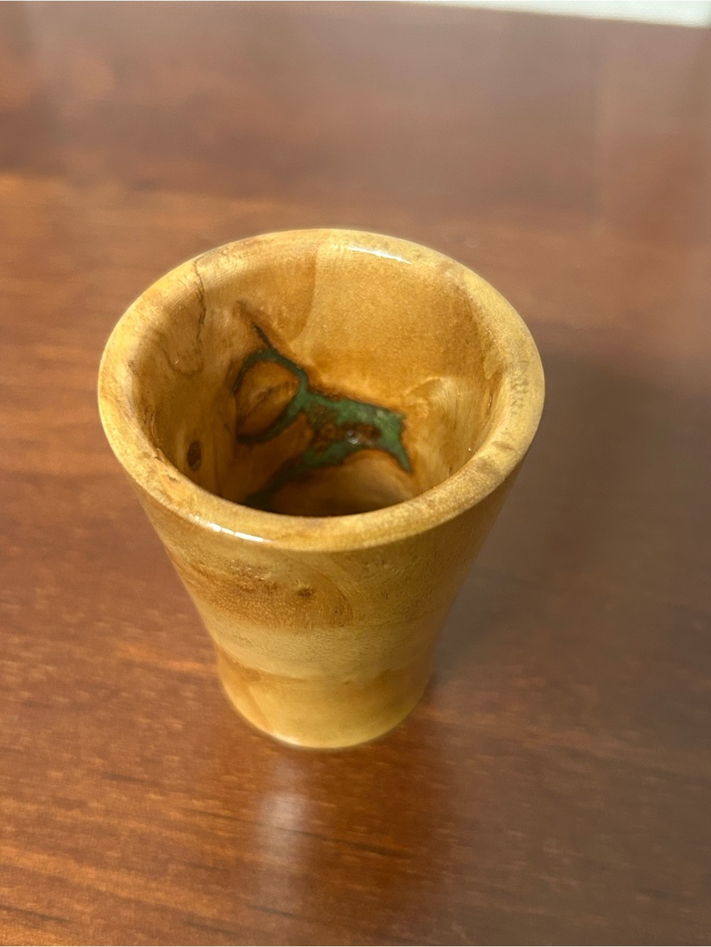 Shot Glass Wood Handcrafted Maple Burl Green Resin Rustic Barware - Picture 3 of 6